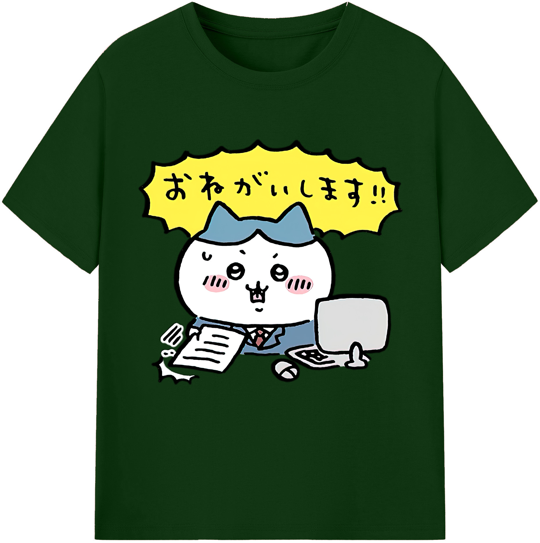 （画像用） ちいかわ ハチワレ Chii-kawa hachiware 綿100％半袖Tシャツ（フロントプリント）